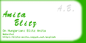 anita blitz business card